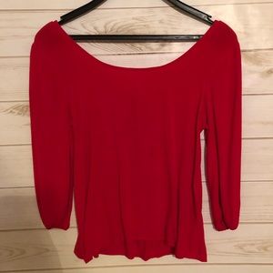 Open back red top